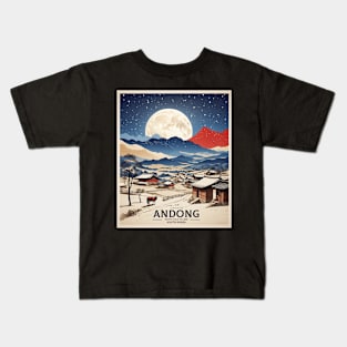 Andong South Korea Travel Tourism Retro Vintage Kids T-Shirt